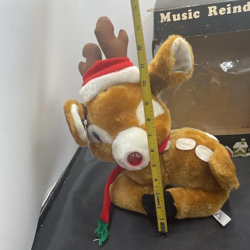 Vintage Christmas young reindeer‎ Fawn red nose plush 14 inch With Box